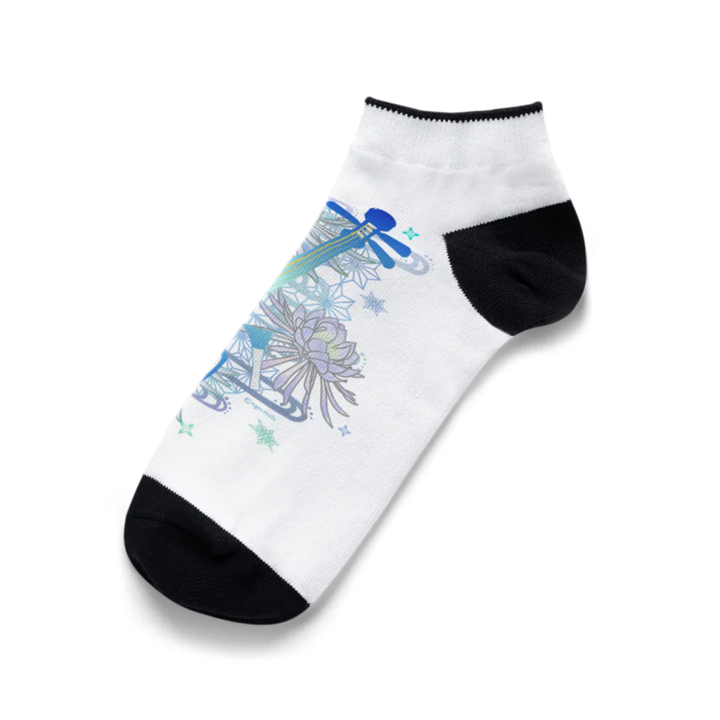 綾錦工房 りこりすの三味線 -雪月花-【月下美人】 Ankle Socks