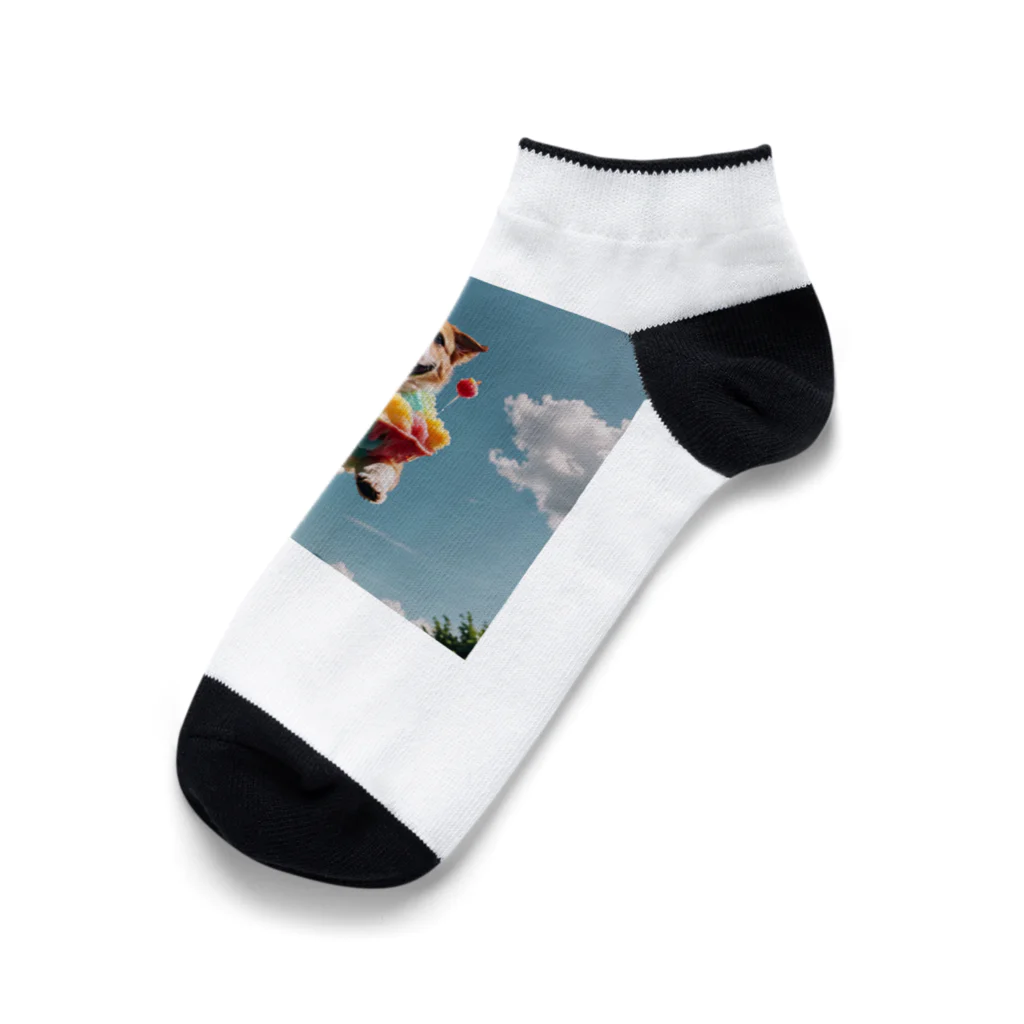 pezupezuの空飛ぶワンダフル犬 Ankle Socks