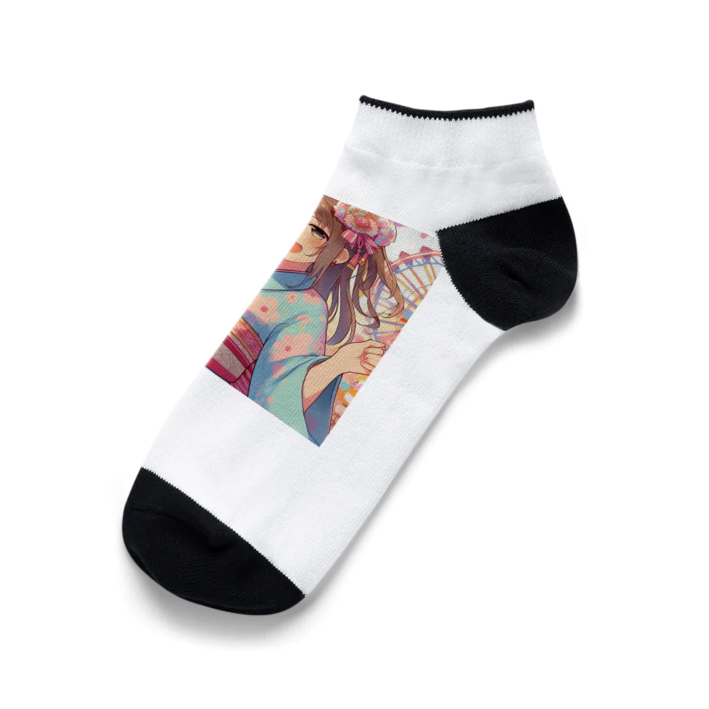 yukatagirlsの元気いっぱいの浴衣姿の女子高生 Ankle Socks