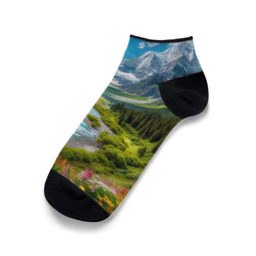 130Saitohの山間の風景 Ankle Socks