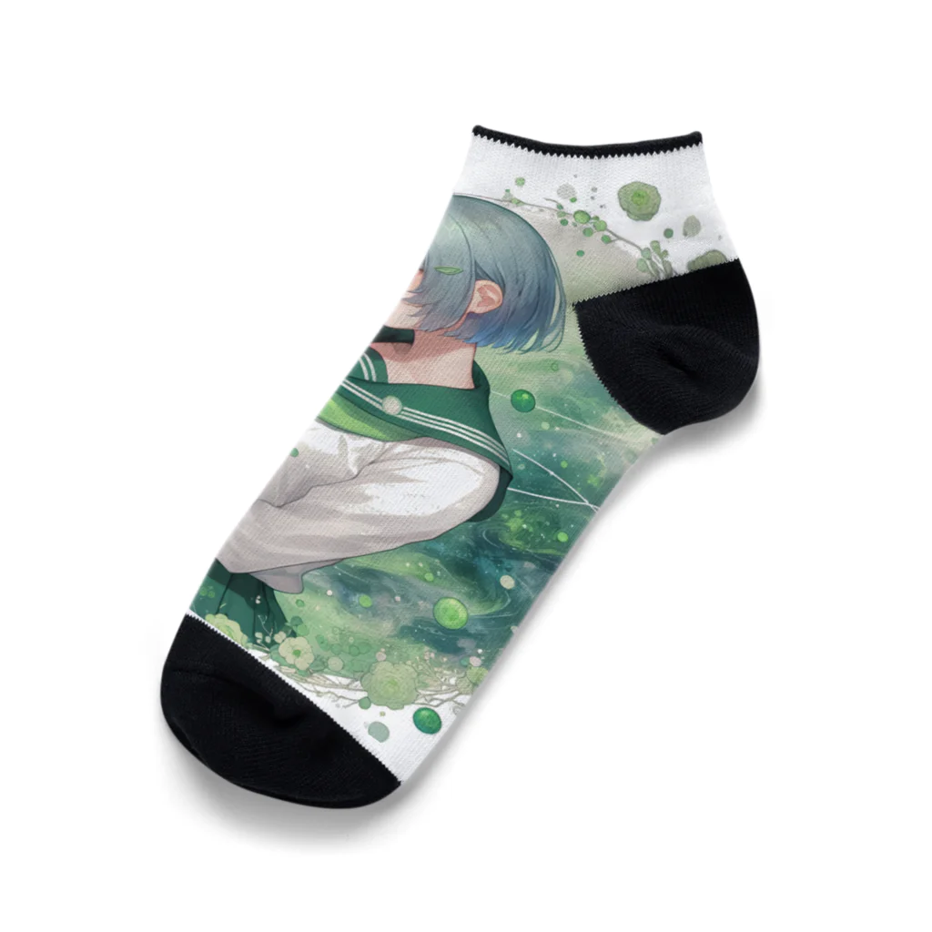 ゆめのかすずめの翠と緑 Ankle Socks