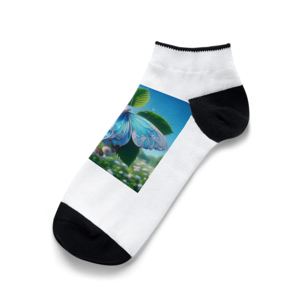 Chihiro0318の水色に舞う美しい蝶々 Ankle Socks