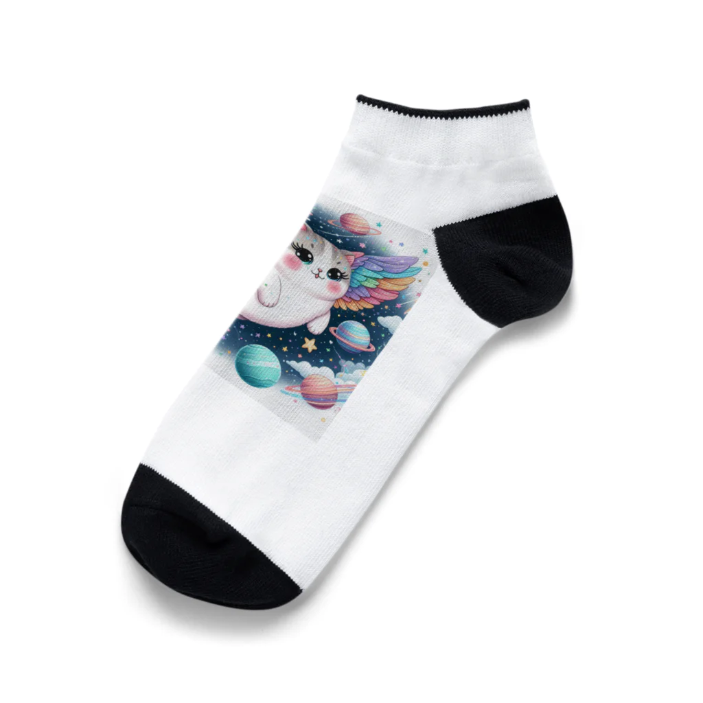 キャットパラダイス☆彡のユニ猫　宇宙空間 Ankle Socks