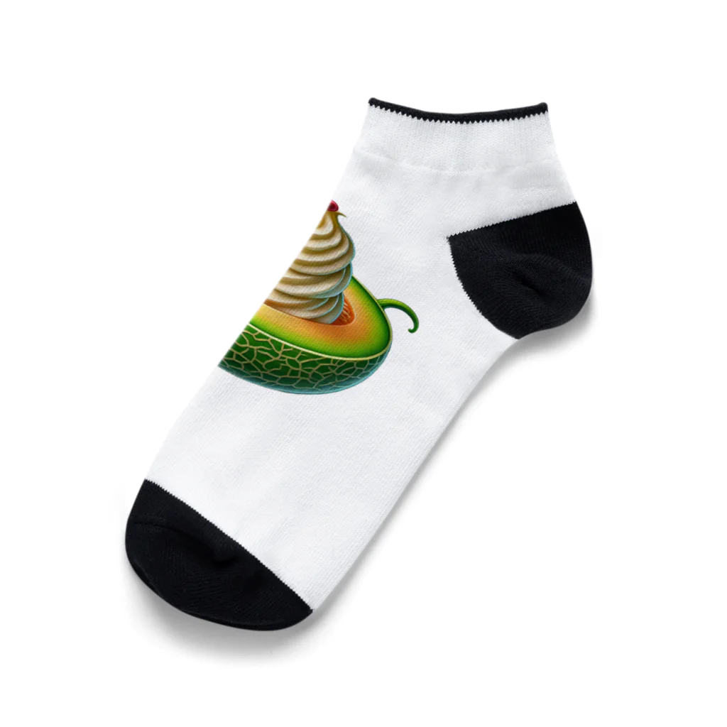 かるるんショップのメロンと生クリームとさくらんぼ Ankle Socks