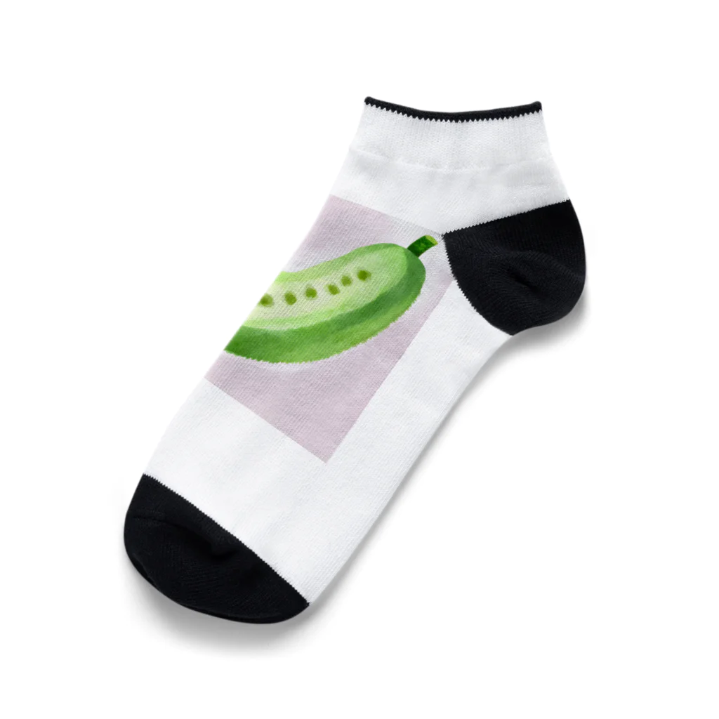 かるるんショップのきゅうりシリーズ　水彩きゅうり Ankle Socks