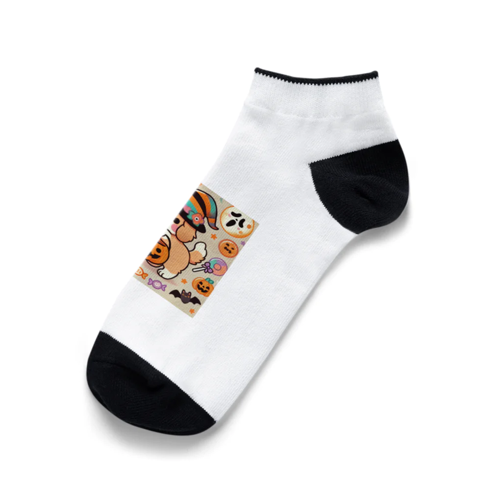 あとりえmignonのハロウィンドッグ Ankle Socks