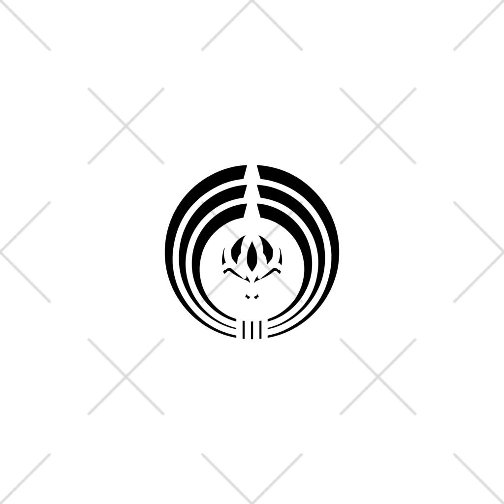 Ａ’ｚｗｏｒｋＳの熨斗輪に髑髏 白枠黒（オリジナル家紋シリーズ） くるぶしソックス