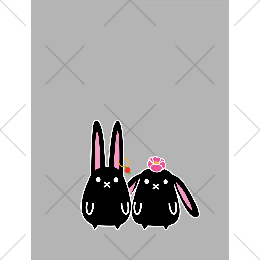 MST@twins lapin うさまろ ぴかまろの黒くて丸っこい双子うさぎtwinslapin くるぶしソックス