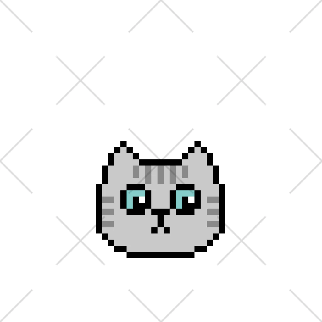 やきぱんのドット絵のねこ（サバトラ） くるぶしソックス