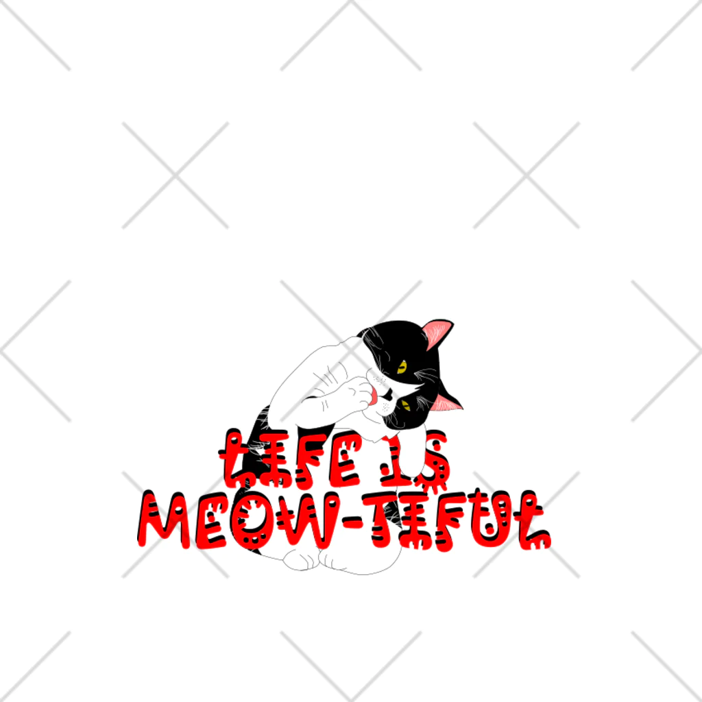 ぷんすこ(♂)のLIFE IS MEOW-TIFUL（黒ラインロゴ） Ankle Socks