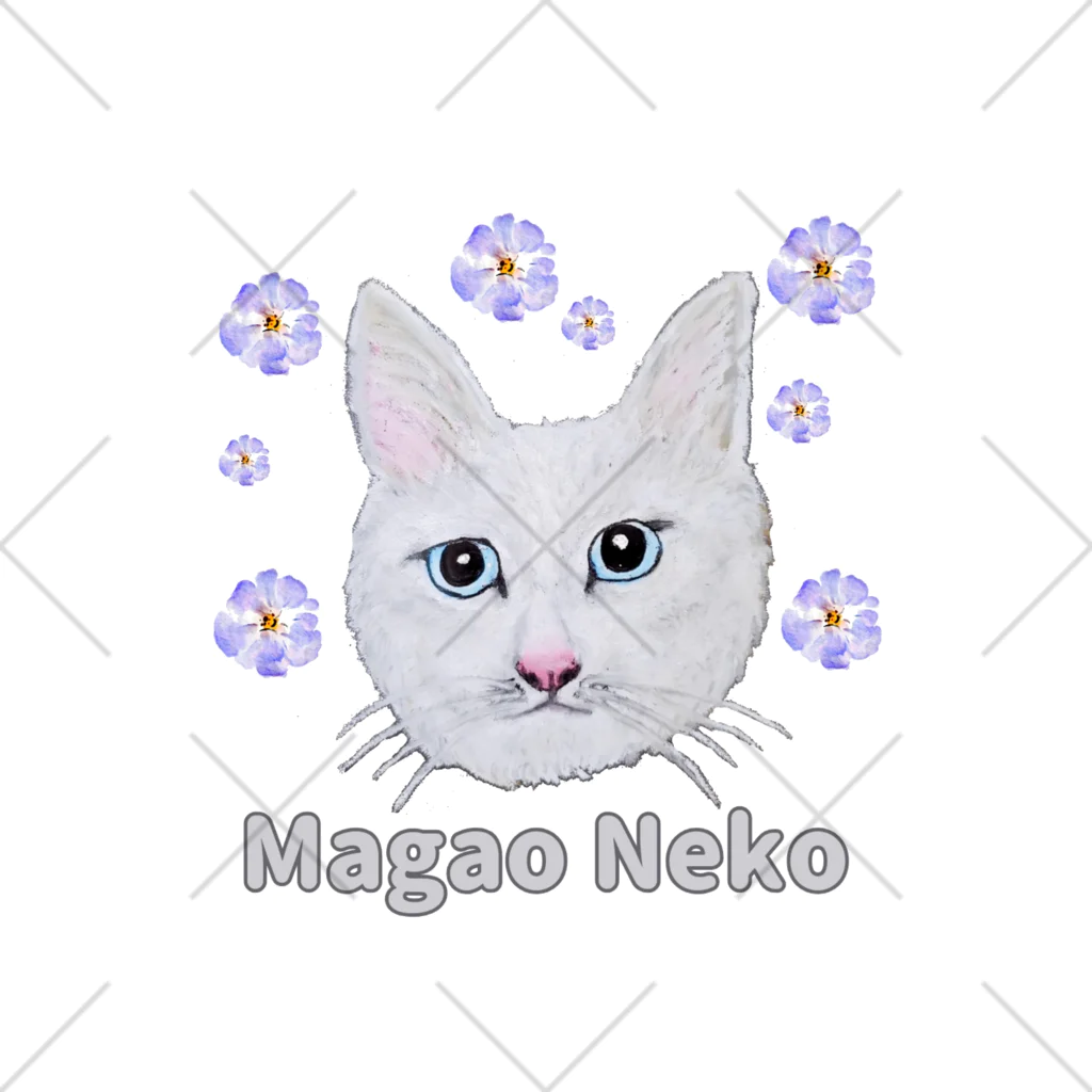 れいにゃん堂&れいにゃあ～と😺のチョークアートの白猫[Magao Neko] Ankle Socks