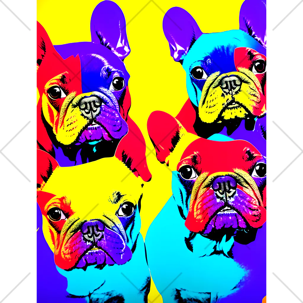 TakashiSのVivid Quartet of French Bulldogs Ankle Socks