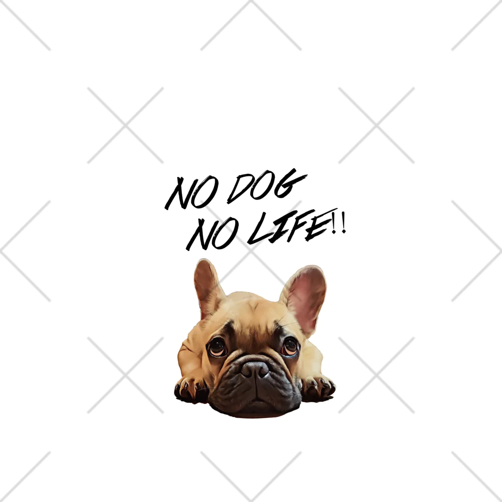 おもしろ書道Tシャツ専門店『てんくり』のNO DOG NO LIFE!!フレンチブルドッグ くるぶしソックス