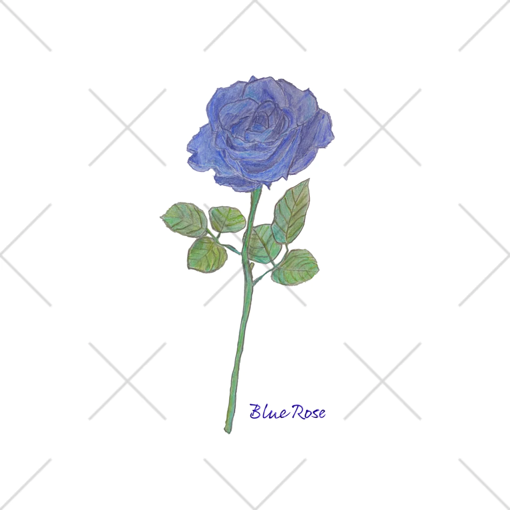 水色プリントの夢叶う青い薔薇 くるぶしソックス