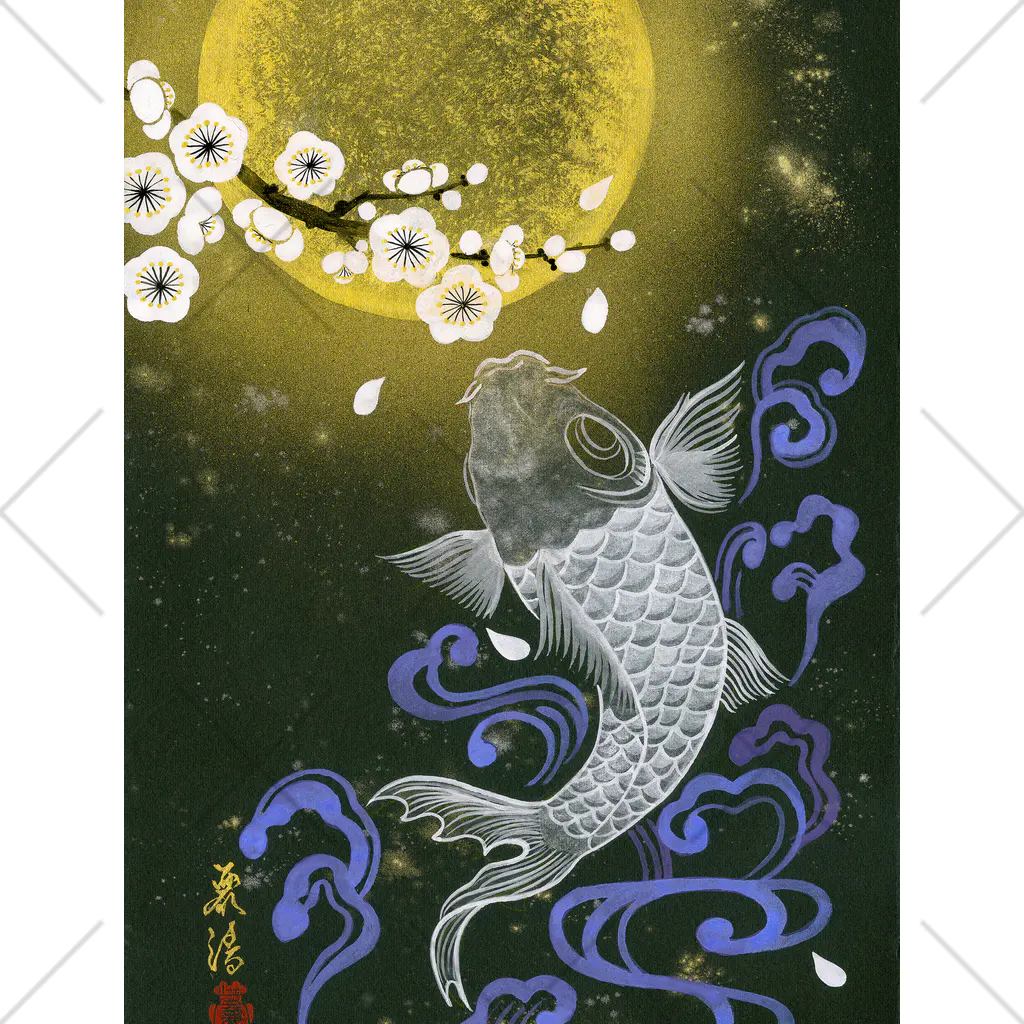 REISEI麗清-ARTの書画家：麗清REISEI「大吉祥昇り鯉 AUSPICIOUS RISING CARP」3 Ankle Socks