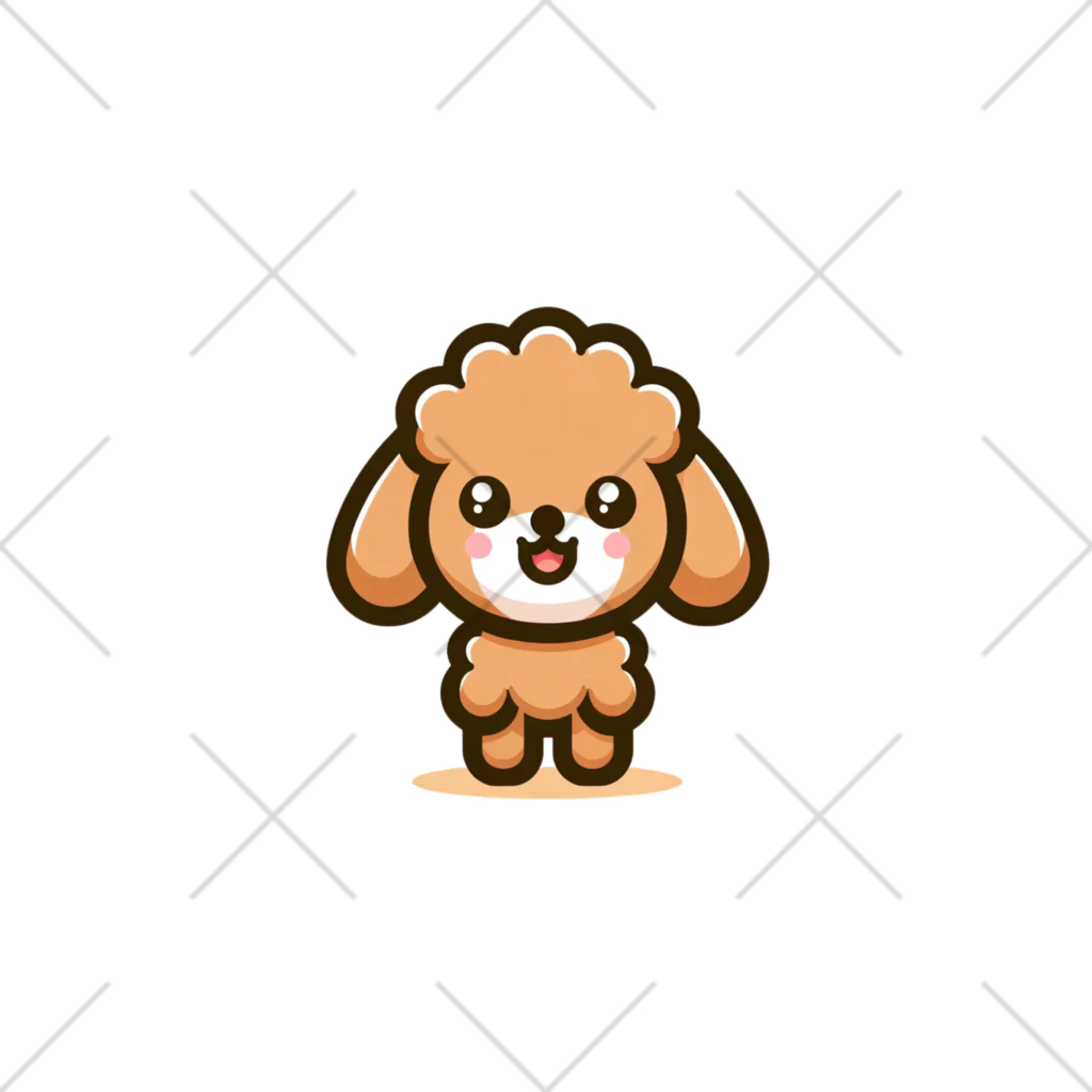 WANnyanDesign 犬猫イラストレーターのトイプードル茶色（口元白） くるぶしソックス