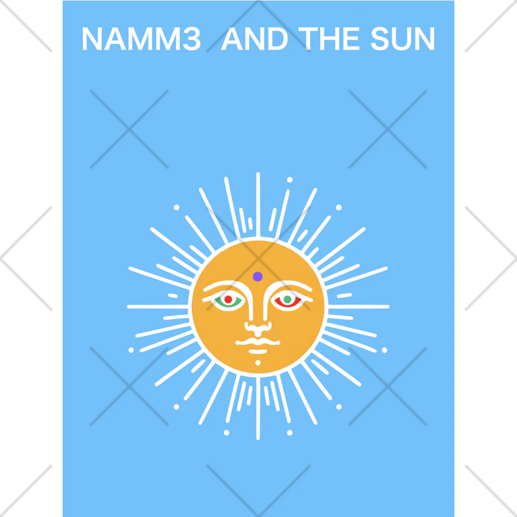NAMM3 AND THE SUNの南無三の太陽　くるぶしソックス　白輪郭 　水色 くるぶしソックス