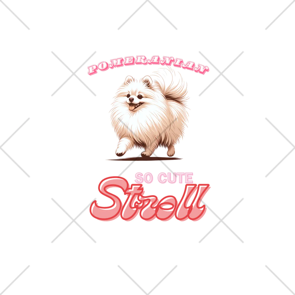 WANnyanDesign 犬猫イラストレーターのポメラニアン（散歩） くるぶしソックス