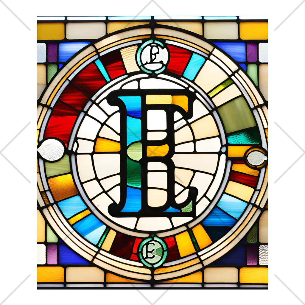 alphabet stained glassのstained glass E くるぶしソックス