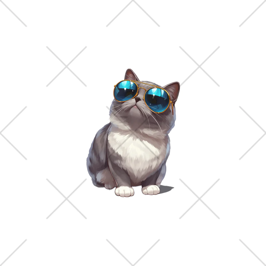 AQUAMETAVERSEのサングラスをかけた、かわいいネコ Marsa 106 くるぶしソックス