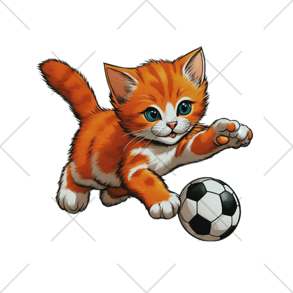 Yukiti.のサッカーを楽しむ猫 くるぶしソックス