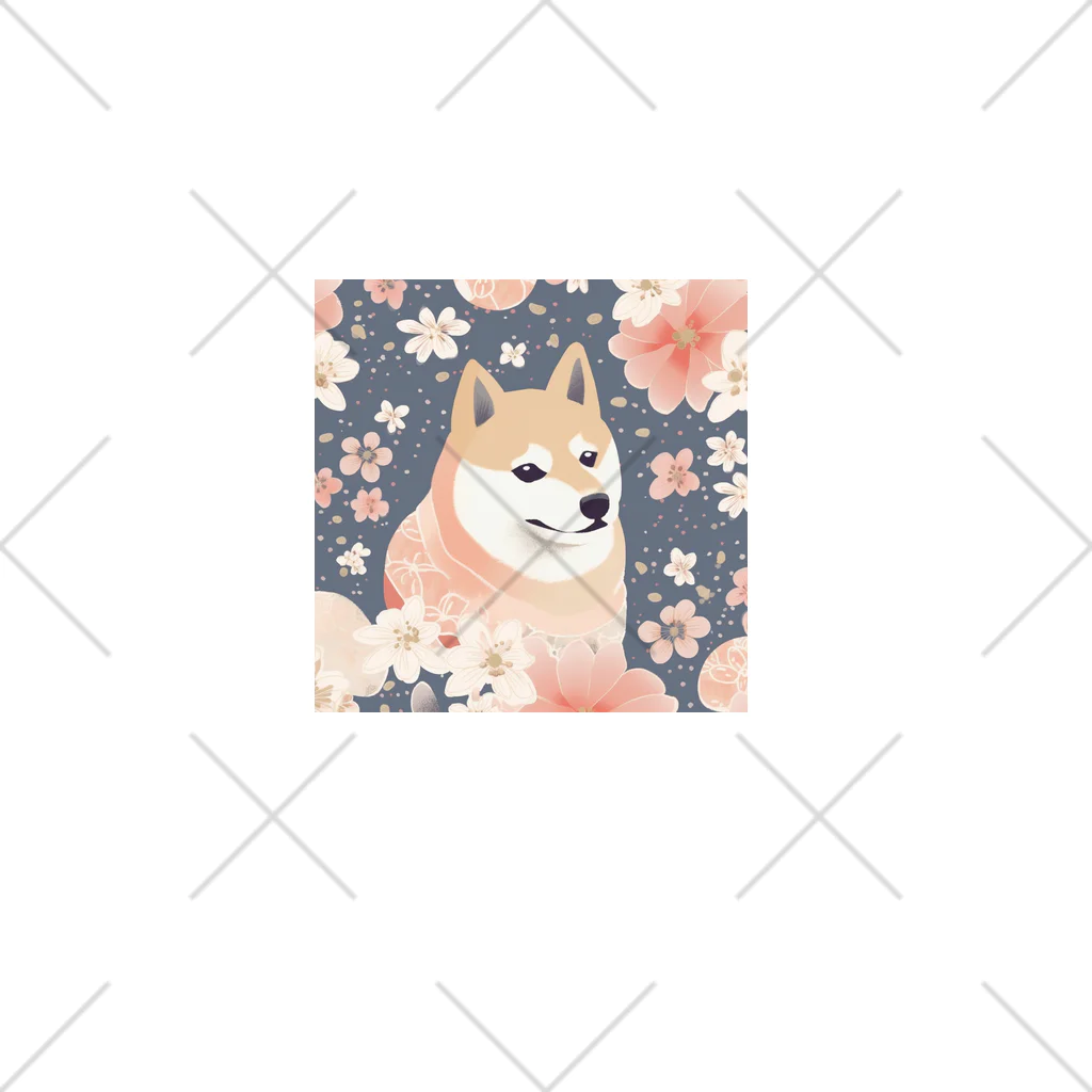Grazing Wombatの日本画風、柴犬と桜２-Japanese-style painting of a Shiba Inu with cherry blossoms 2 くるぶしソックス