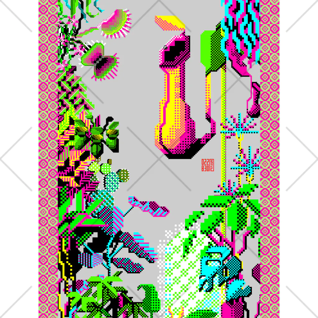 正座ちゃんのドット絵ショップの『熱帯植物図』 Ankle Socks