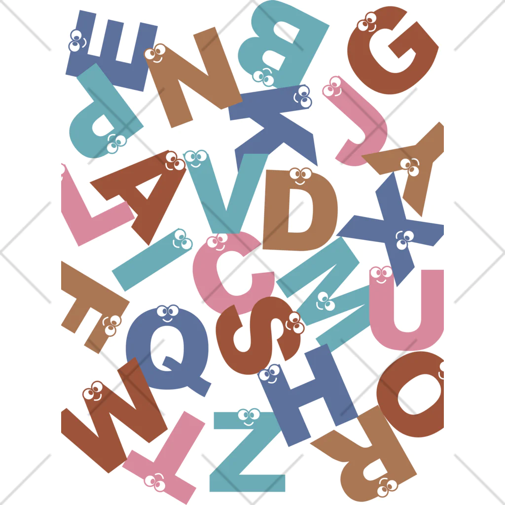 親子設計 ruchire 『知育文字』のアルファベットメンメ付 くるぶしソックス