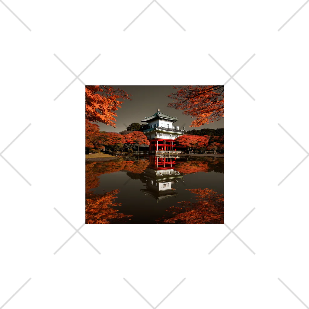 yohiti193の池に映る日本の歴史的建造物と紅葉 Ankle Socks