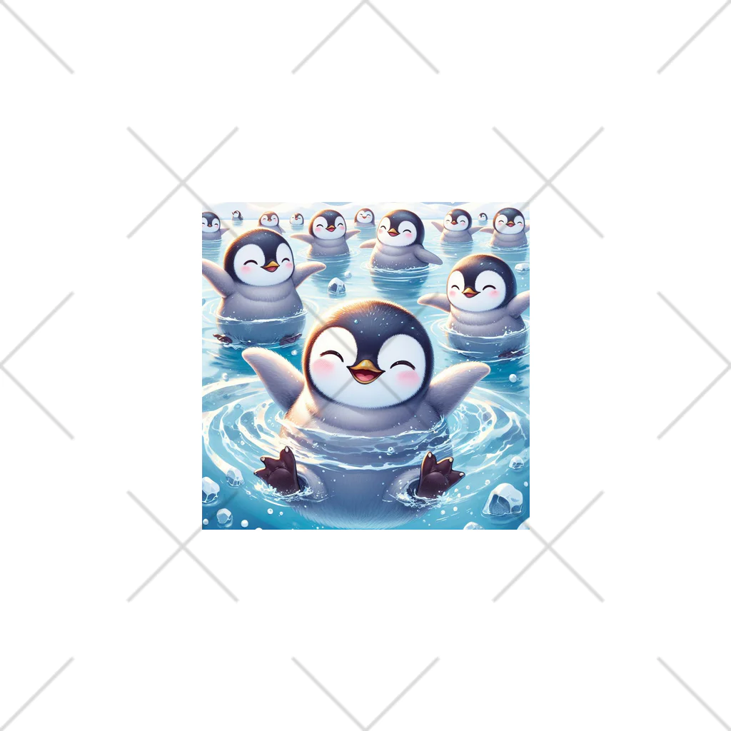aoharu2005の笑顔で泳ぐペンギン Ankle Socks