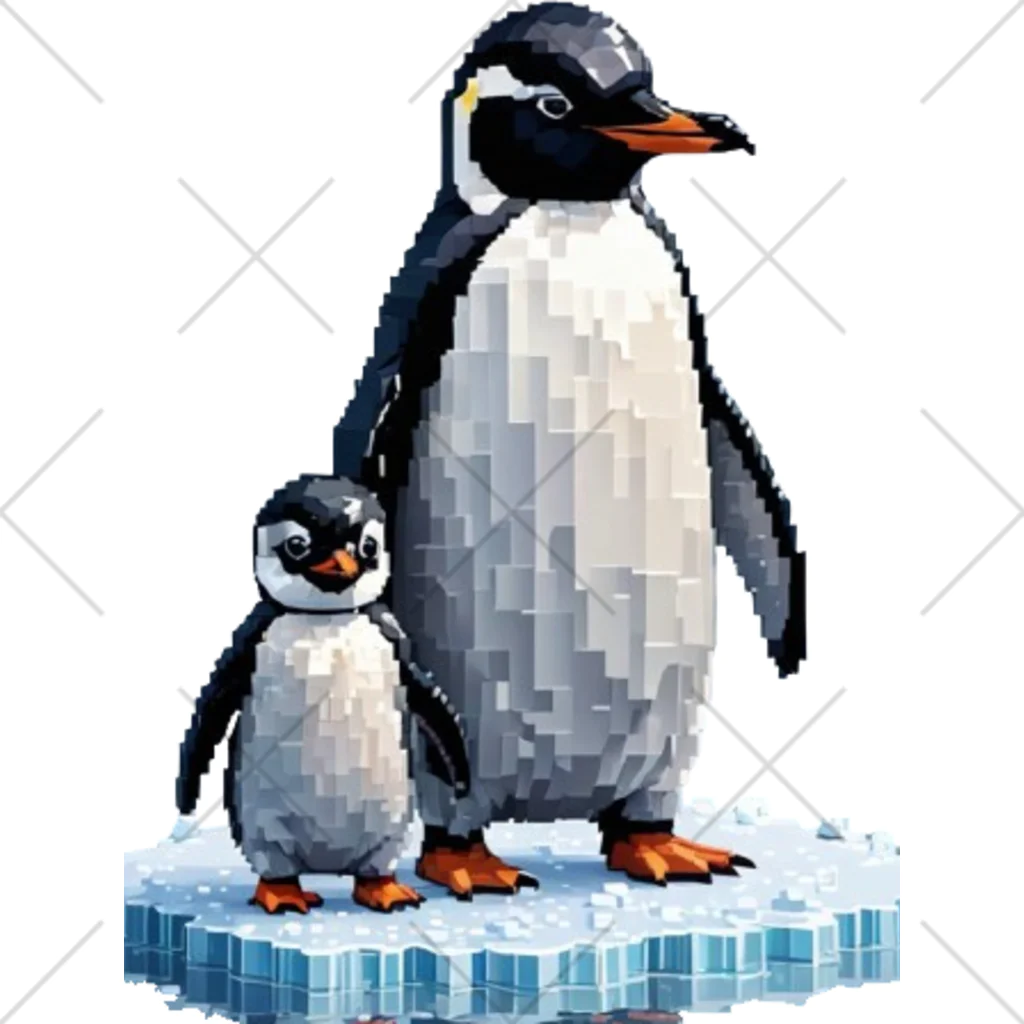 アニマルアートのペンギンの親子 くるぶしソックス