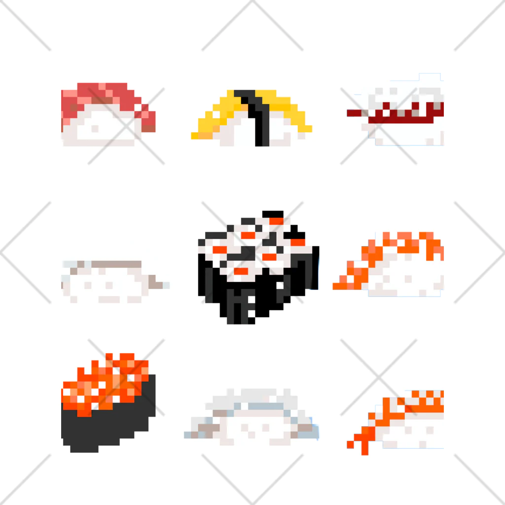 スズキマゴイチのドット絵お寿司 くるぶしソックス