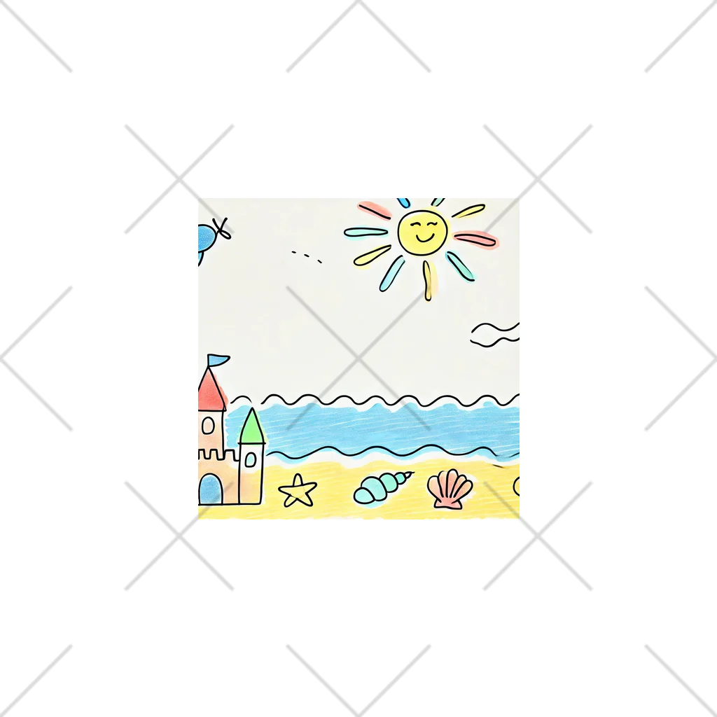 海の幸の小学生の描いた思い出のビーチ くるぶしソックス