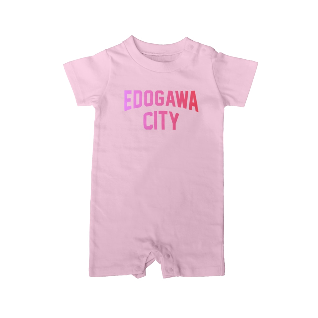 JIMOTO Wear Local Japanの江戸川区 EDOGAWA CITY ロゴピンク Rompers