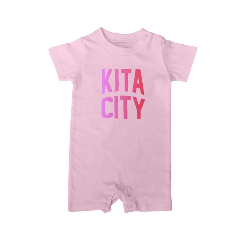 JIMOTO Wear Local Japanの北区 KITA CITY ロゴピンク Rompers