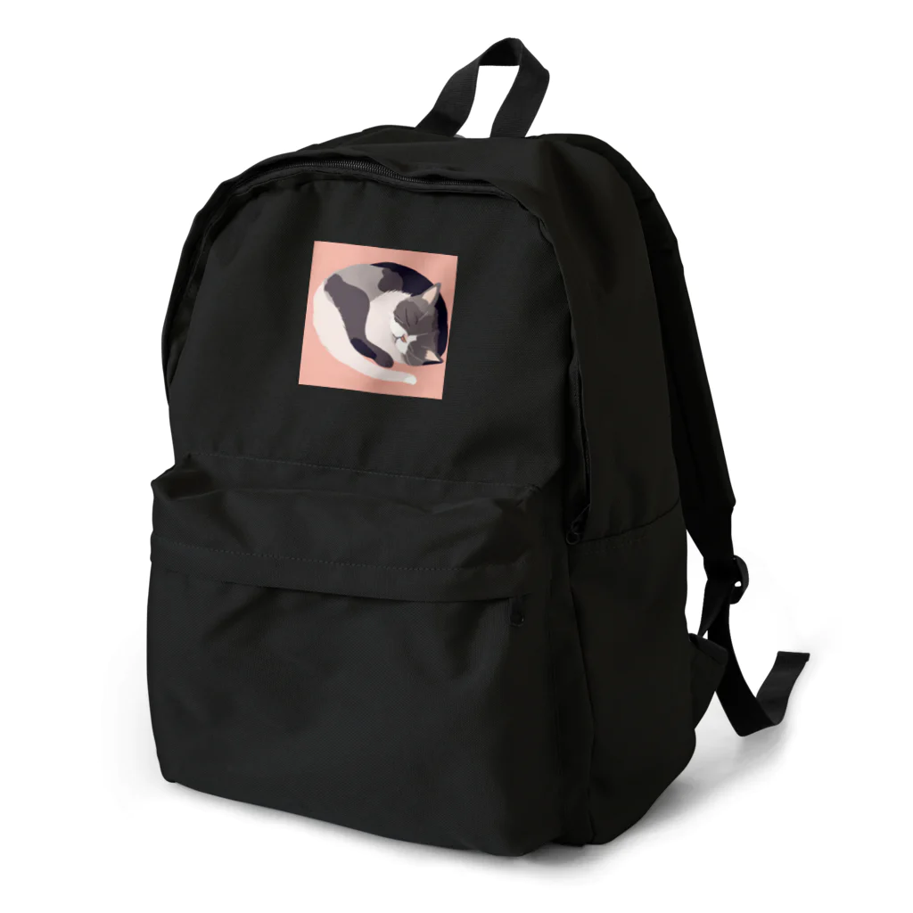 銀の時の寝ている猫のイラスト Backpack