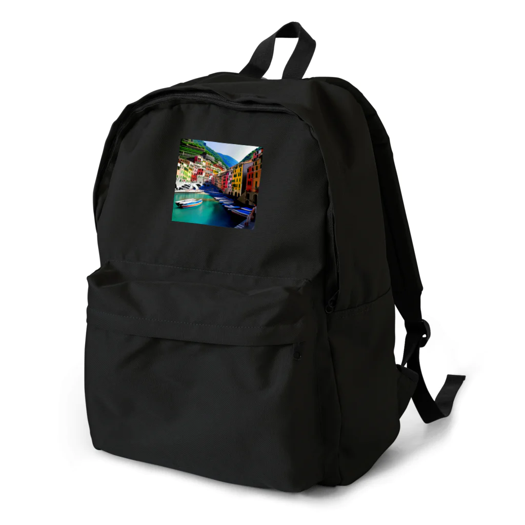 KSK SHOPの絵画のようなチンクエテッレの風景 Backpack