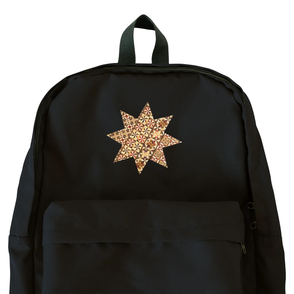 富羽彩絵の寄木　八芒星 ダビデの星 八角星、八線星、 星型八角形、ヘキサグラム  　縁起の良い神聖な図形  Backpack