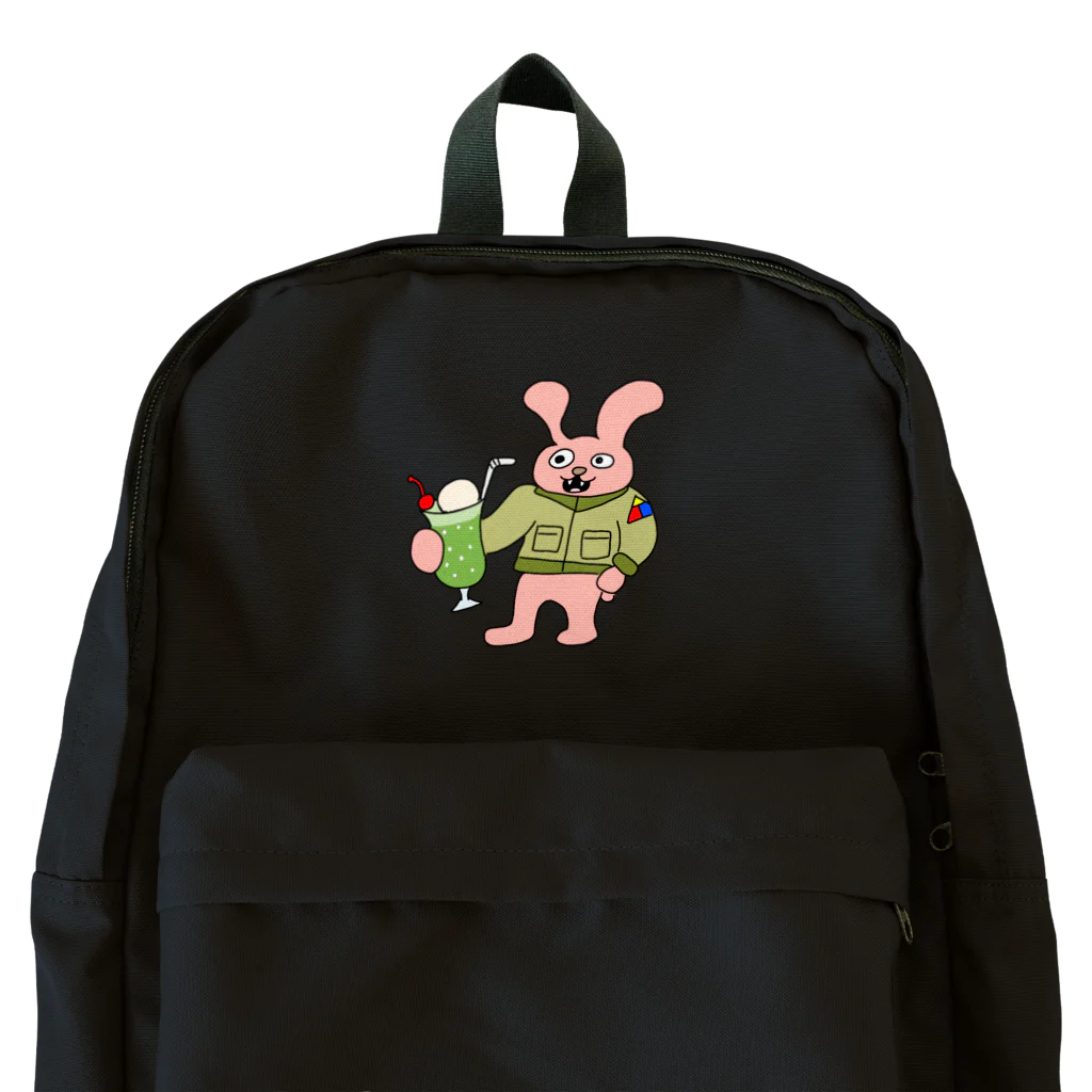 須田ふくろうのレトロ感溢れるジャケットうさぎとクリームソーダ「ジャケうさ」 Backpack