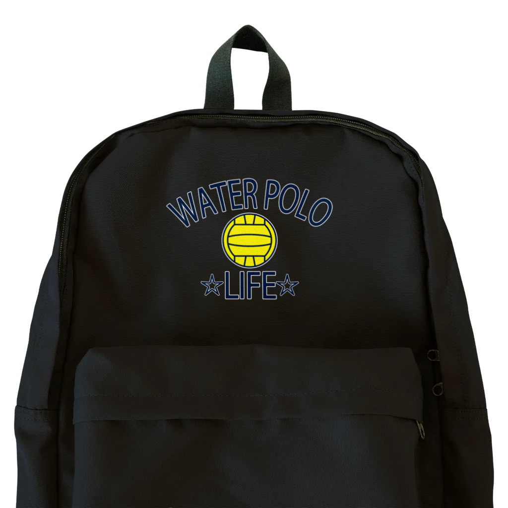 sports_tower スポーツタワーの水球(すいきゅう)(water polo)・アイテム・デザイン・Tシャツ・チームT・かっこいい・かわいい・クラブT・球技・得点・ボール・選手・ポジション・部活・スポーツ・シンプル・チームワーク リュック