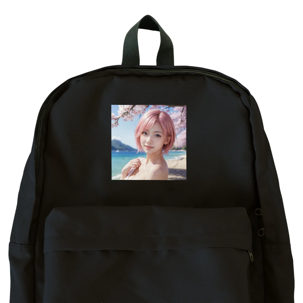 AI goddessの桜と青空と海とピンクの髪の女の子 Backpack