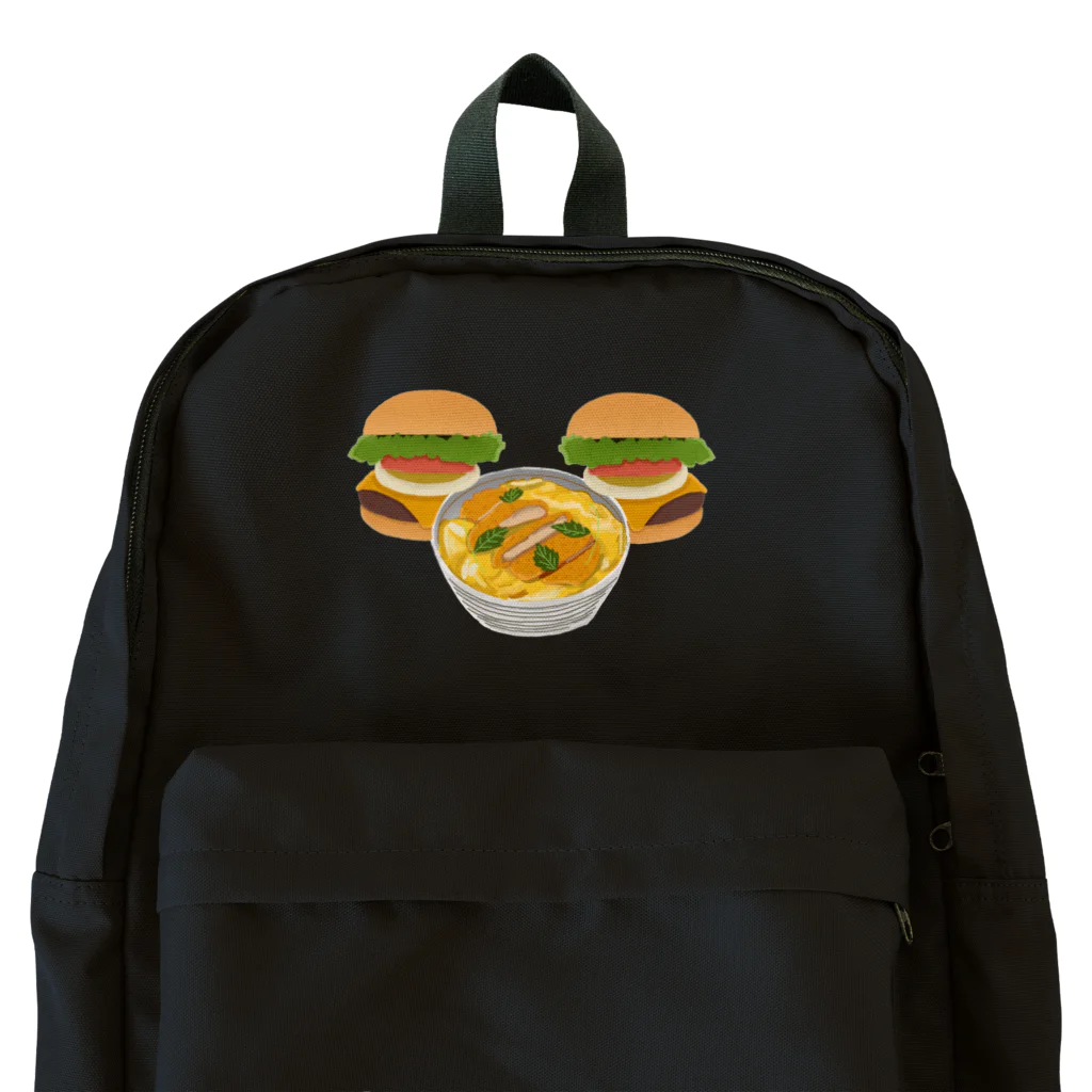 徳原旅行先のお土産屋さんのかつ丼とハンバーガー２個 Backpack