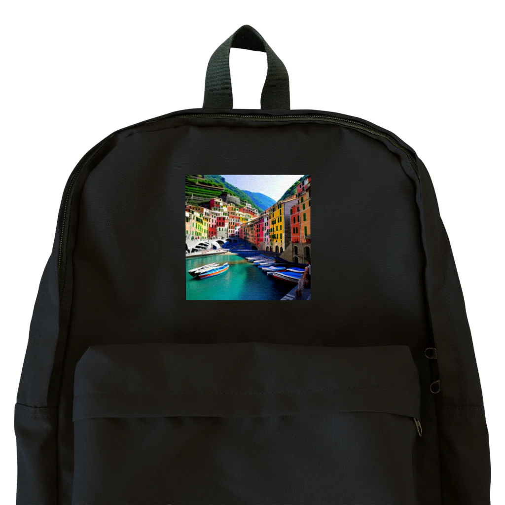 KSK SHOPの絵画のようなチンクエテッレの風景 Backpack