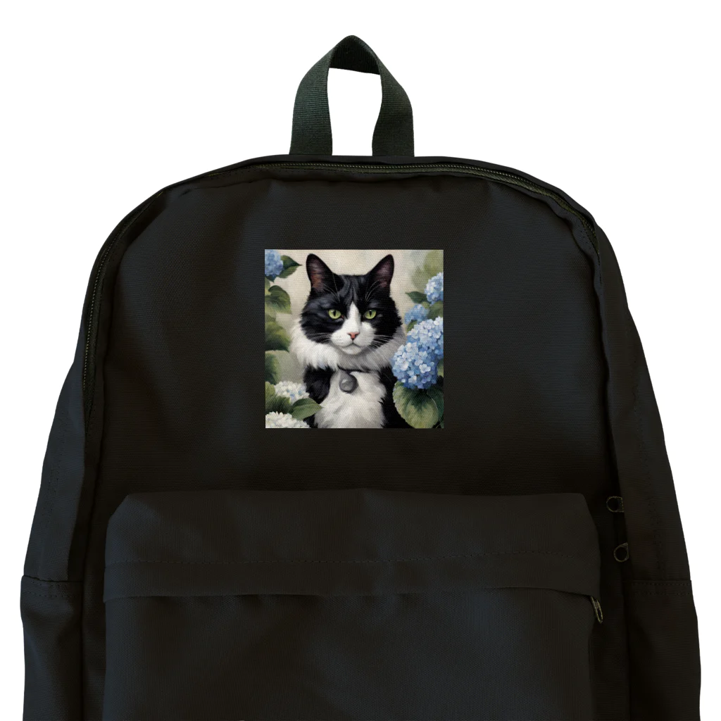 capcat1919のハチワレ猫白黒と紫陽花 Backpack