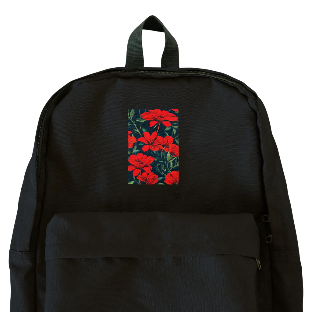 モノクロの赤花 Backpack