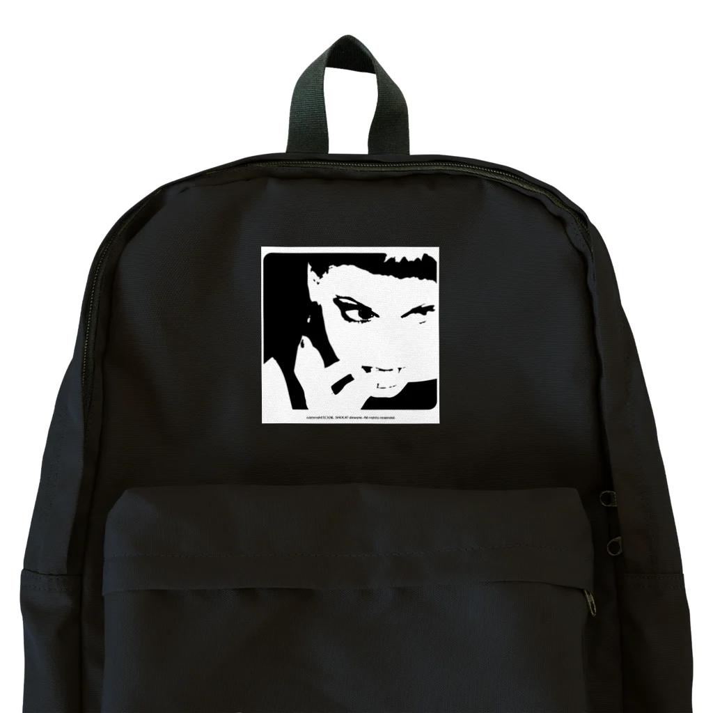 ファンシーTシャツ屋のクールでかっこいい女性の顔のシルエット Backpack