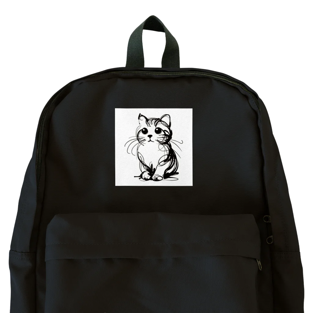 catsの一筆書きで描かれたかわいい猫のイラスト Backpack