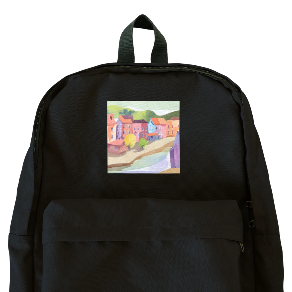 decnaの川沿いの街並み Backpack