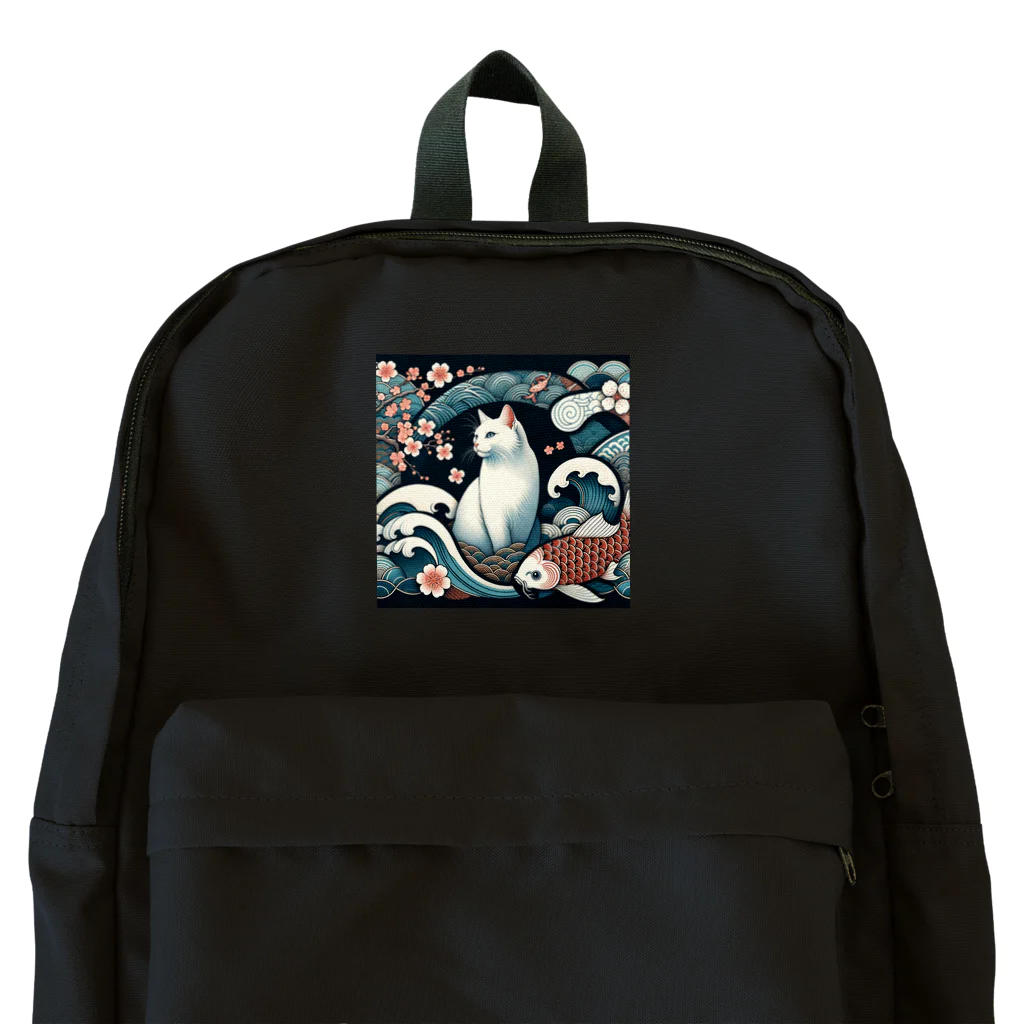 EMAKIの和紋様 x 猫　鯉と桜と波 Backpack