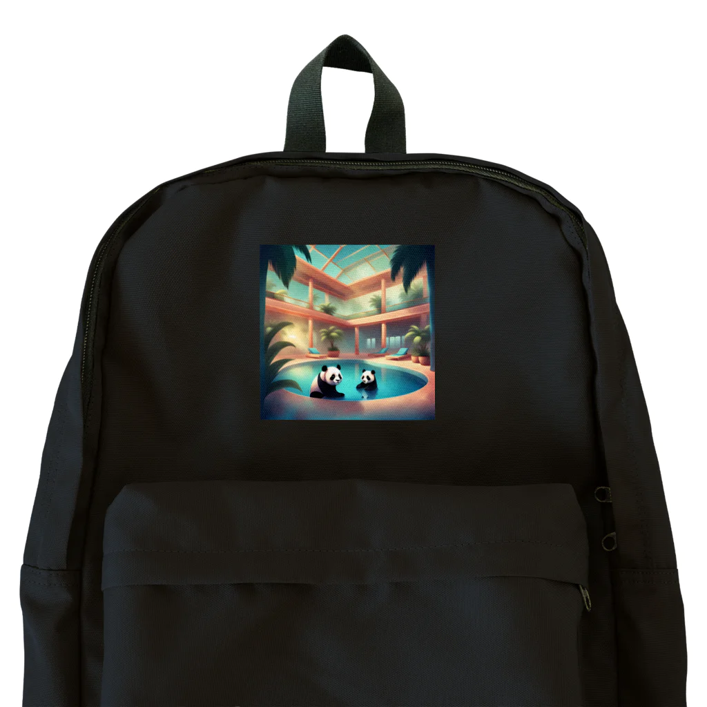 pandownloadの室内プールで遊ぶパンダ Backpack